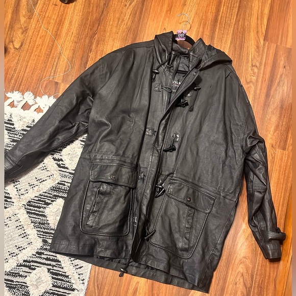 #51 WILSON LEATHER BLACK HEAVY DUTY HOODED PADDED LEATHER JACKET MEN SIZE XL - Picture 3 of 9